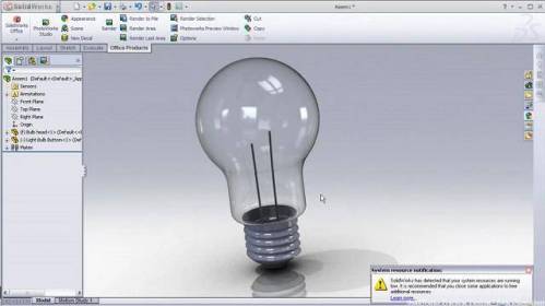 طراحی و مدلسازی لامپ رشته ای در نرم افزار سالیدورکس